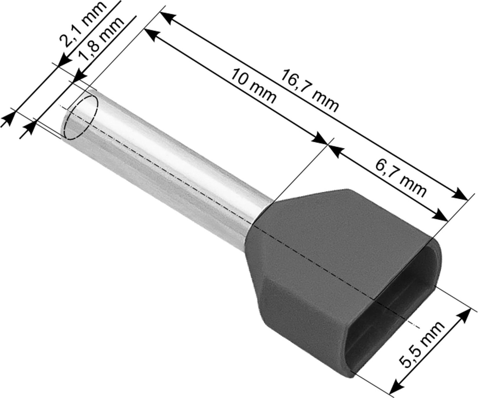 Blow 43-084# Konektor izol.tulejka 2x0,75/10 szara