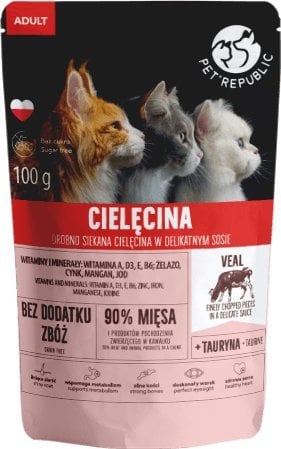Pet Republic PET REPUBLIC KOT sasz.100g CIELĘCINA ADULT sos /24