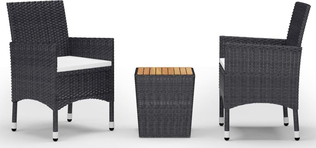 vidaXL 3-cz. zestaw mebli bistro rattan PE i drewno akacjowe czarny