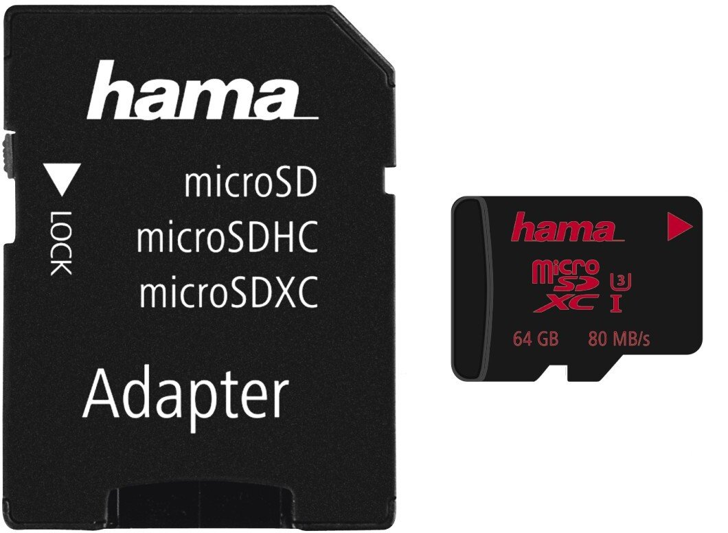 Karta Hama microSDXC 64GB UHS Speed C3 UHS-I 80MB/s + Adapter