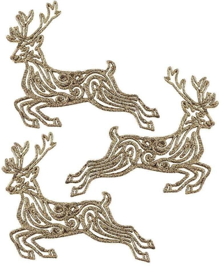 Ozdoby świąteczne złote jelenie 3szt