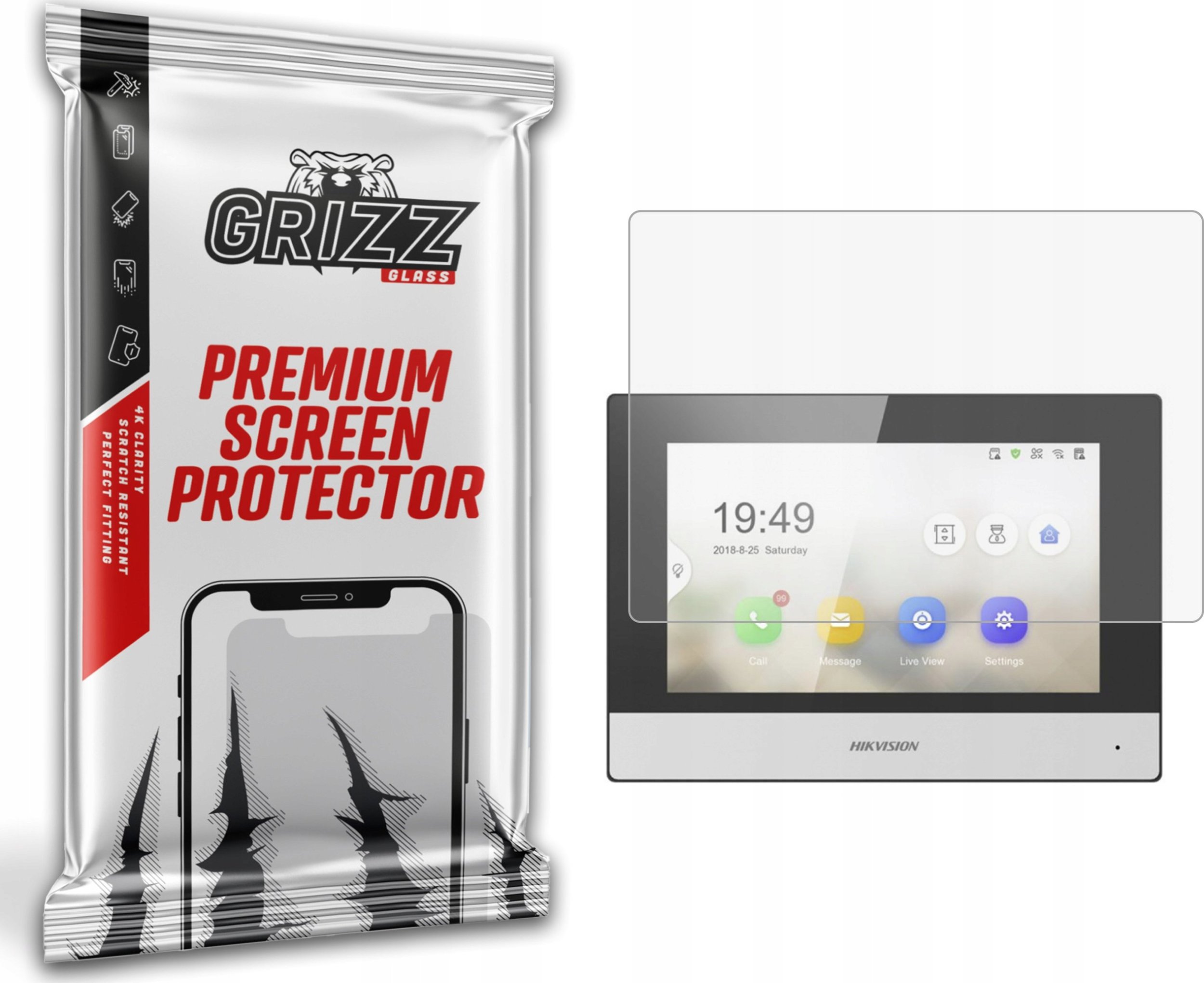 GrizzGlass Folia matowa GrizzGlass PaperScreen do wideodomofonu HIKVISION DS-KH6320-WTE1-W 7"