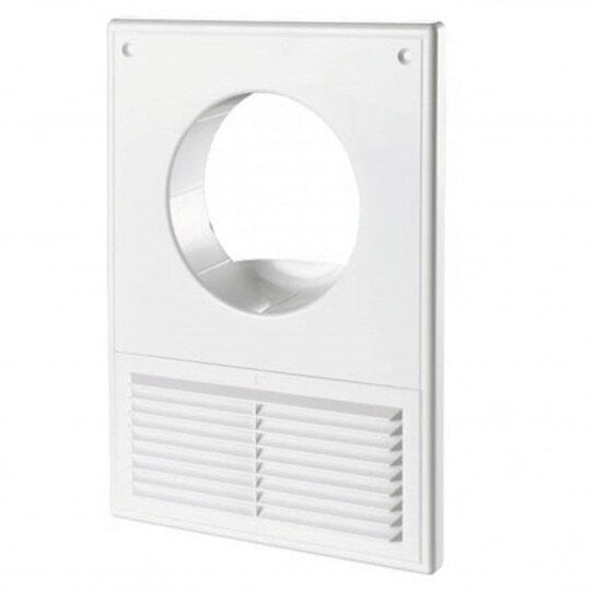 Kratka wentylacyjna z siatką 250x180mm i wejściem okrągłym fi 100mm biała MW100AKU