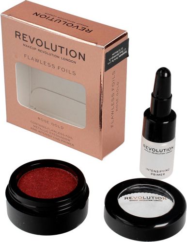 Makeup Revolution Flawless Foils Metaliczny cień do powiek + baza Rose Gold