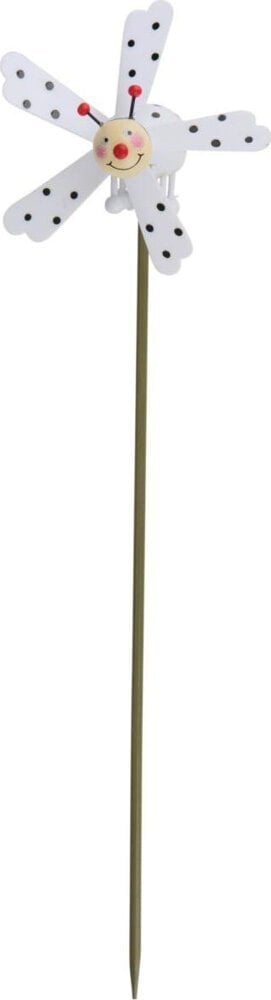 Articasa BIEDRONKA DEKORACYJNA NA PIKU Z WIATRACZKIEM - BIAŁY