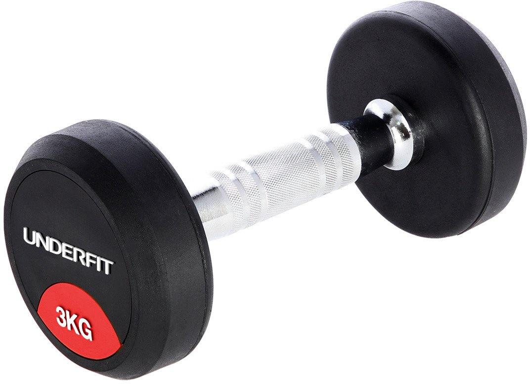Hantla gumowana 3 kg UNDERFIT do ćwiczeń siłowych fitness