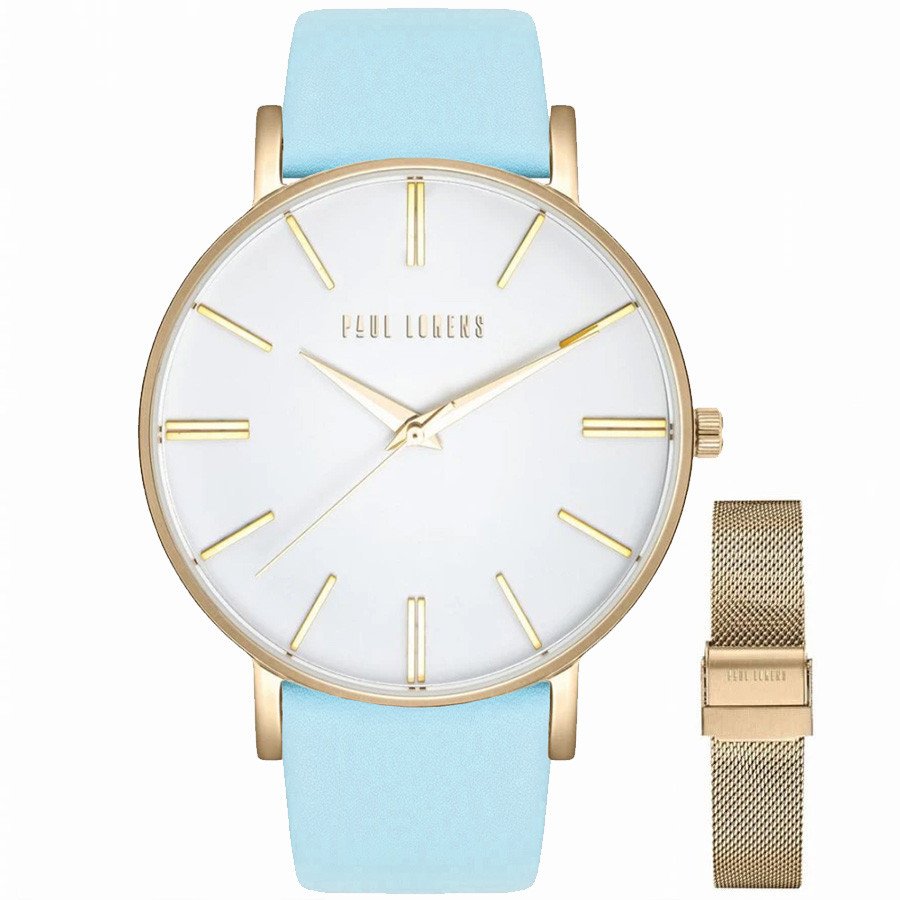 Zegarek damski Paul Lorens JULIE bt skórzany pasek nieb + siatka mesh