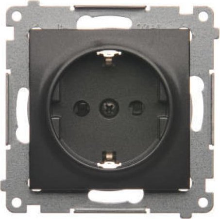 Kontakt-Simon Simon 54 Gniazdo Schuko z przesłonami (moduł) 16A 250V zaciski śrubowe czarny mat DGSz1Z.01/49