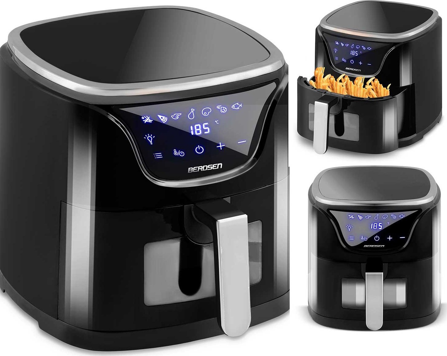 Frytkownica beztłuszczowa Berdsen Air fryer BD-652 czarno-srebrna
