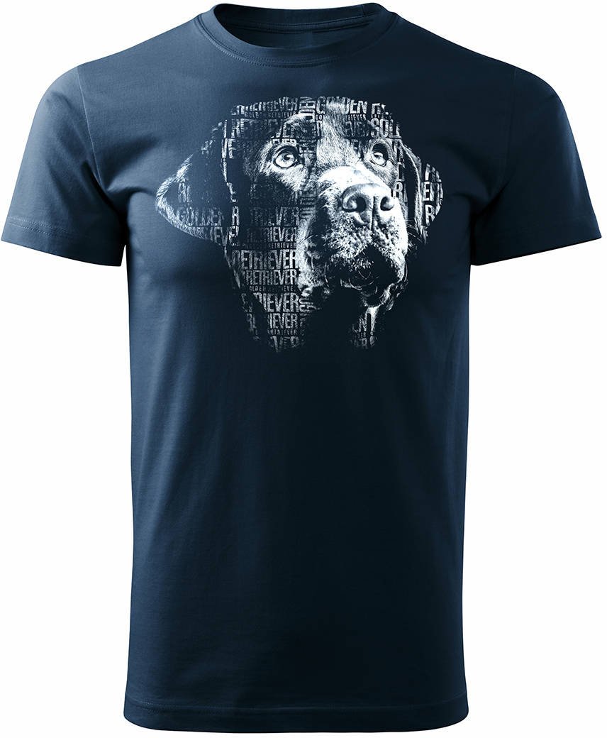 Koszulka Golden Retriever z Golden Retrieverem męska granatowa REGULAR M
