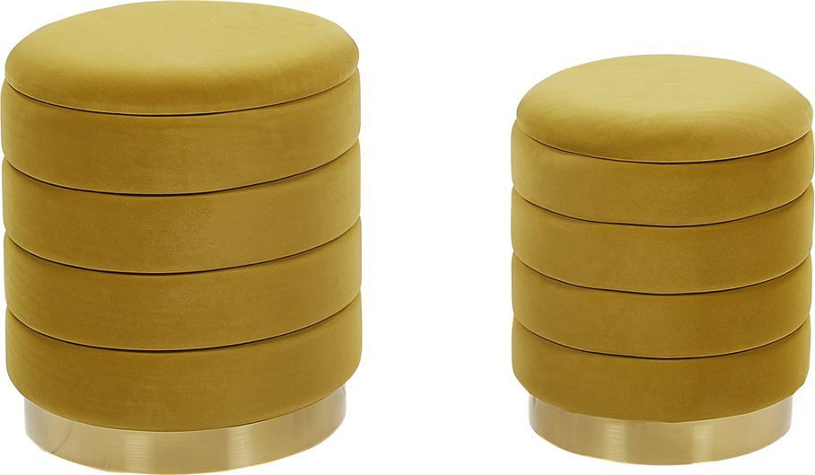 Beliani Zestaw 2 pufów ze schowkiem musztardowy GARLAND