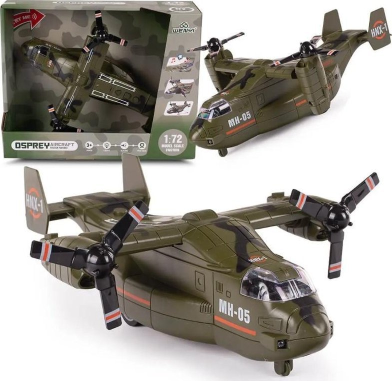 Samolot wojskowy transportowy światło i dżwięk