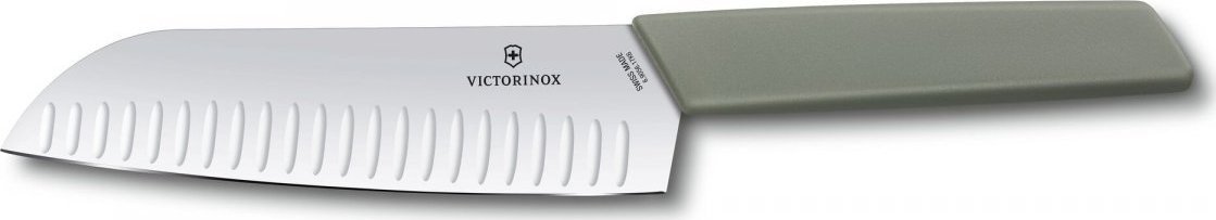 Victorinox Nóż Santoku, ostrze ryflowane, 17 cm, oliwkowy VICTORINOX 6.9056.17K6B