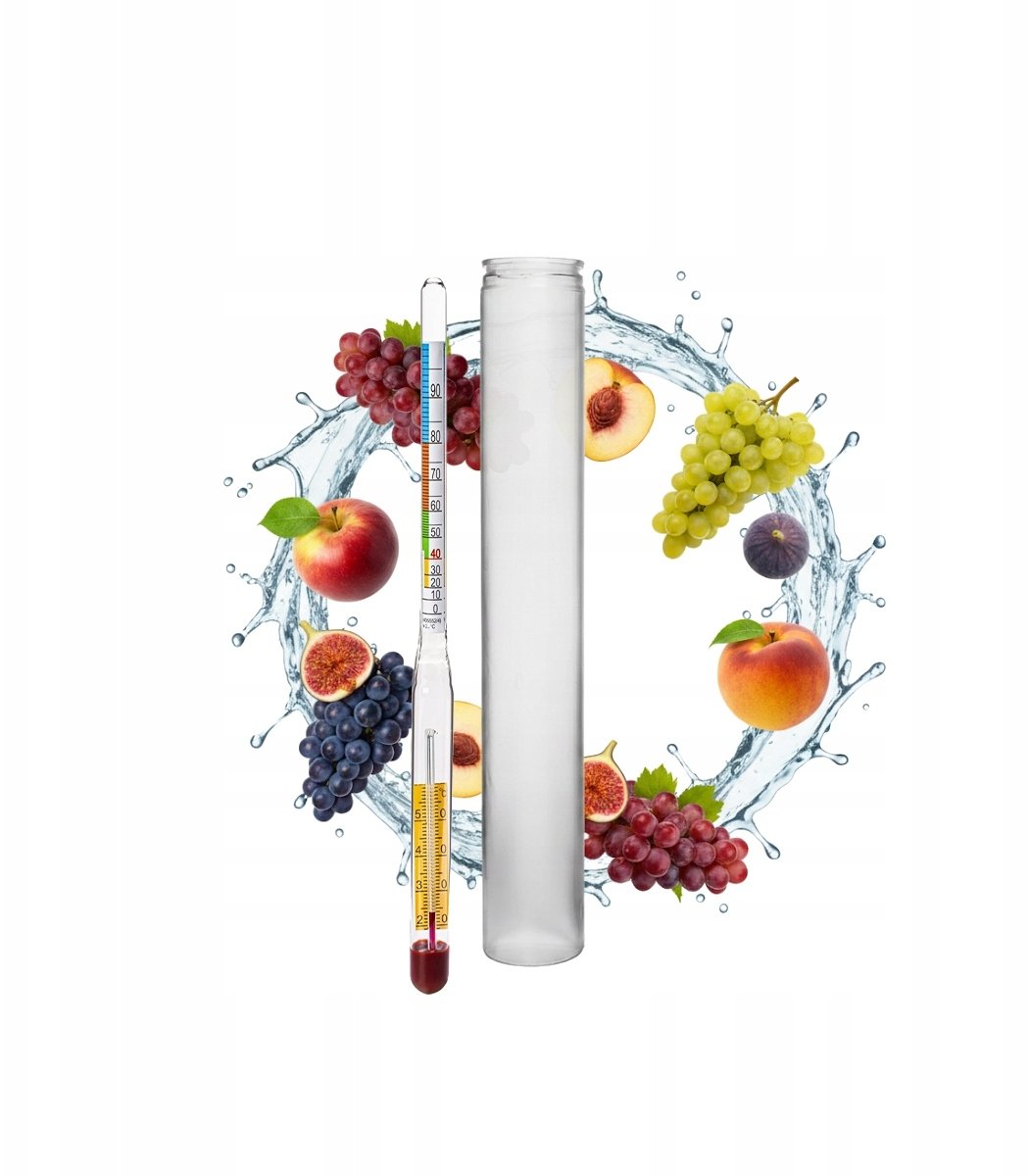 ALKOHOLOMIERZ Z TERMOMETREM 0-95%PROFESJONALNY WSKAŹNIK DO DESTYLATÓW WÓDKI