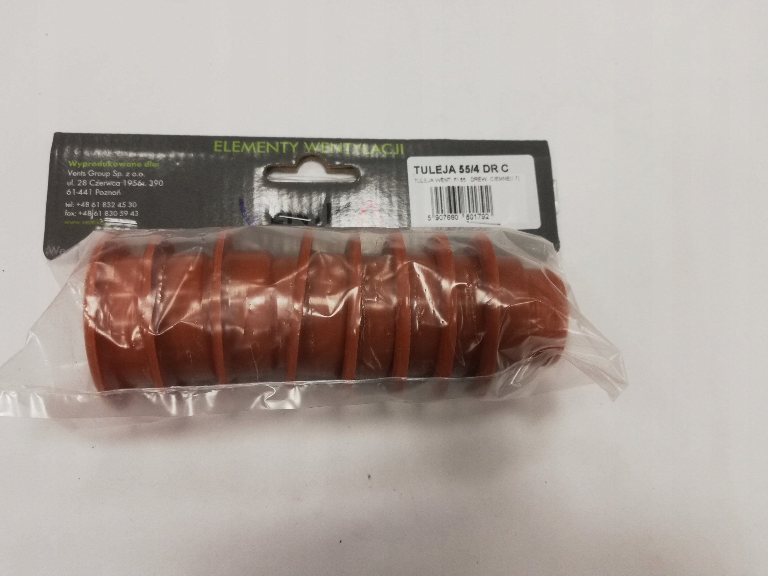 Tuleja wentylacyjna drzwiowa/meblowa 40mm drewno ciemne TULEJA55/4DRC