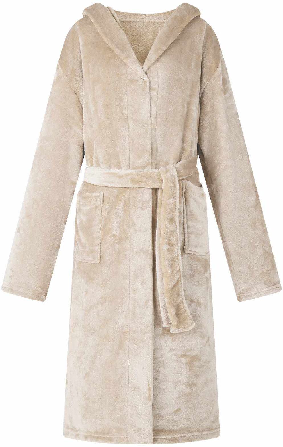 vidaXL Szlafrok z kapturem beżowy flanelowy xl