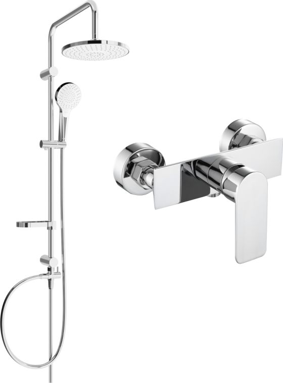 Zestaw prysznicowy Mexen Mexen Erik zestaw prysznicowy natynkowy z deszczownicą i baterią prysznicową Alfa, chrom - 745740205-00