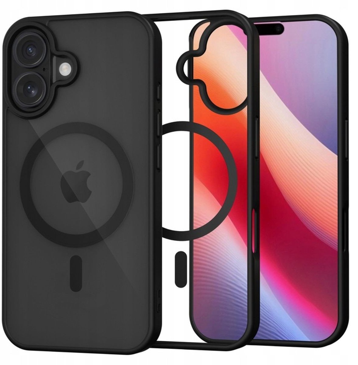 Etui magnetyczne Supero TPUAcrylic MagSafe do iPhone 16, przezroczysto-czarne