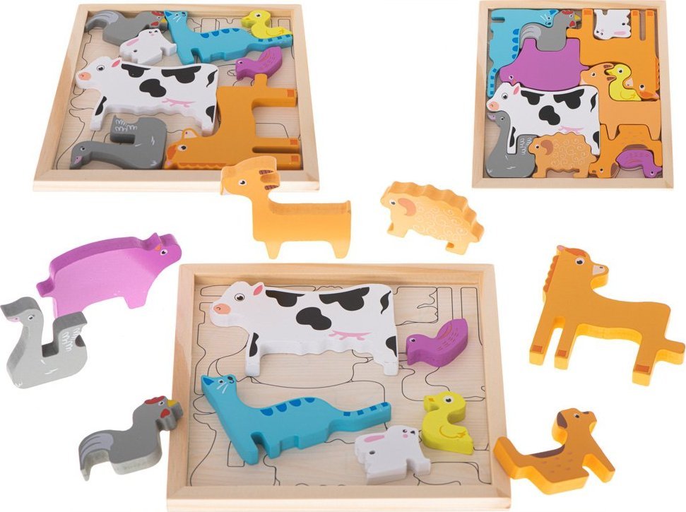 Układanka drewniana dopasuj kształty zwierzęta