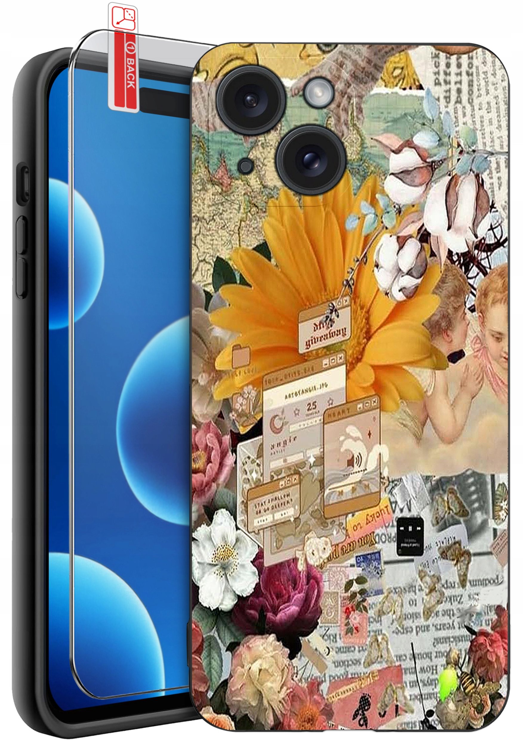 ETUI do iPhone 15 | WZORY | SILIKONOWE MATT CASE + SZKŁO 9H