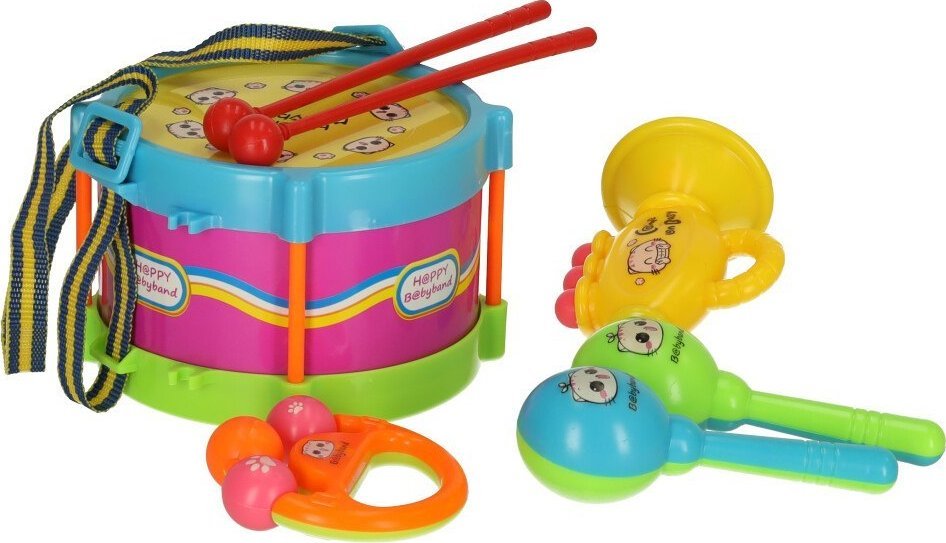 KIK Instrumenty muzyczne dla dzieci bębenek grzechotki zestaw 7 elementów