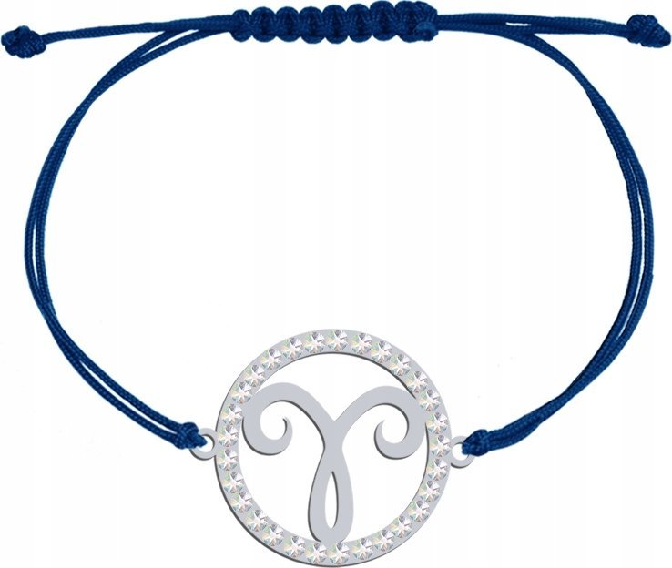 Radziszewska Jewellery Bransoletka ze Znakiem Zodiaku Baran na sznurku srebro925 DEDYKACJA GRATIS