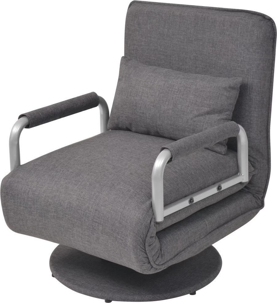 vidaXL Obrotowy fotel rozkładany, ciemnoszary, tkanina