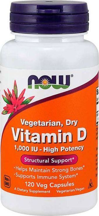 NOW Foods NOW Foods - Witamina D, 1000 IU, Wegetariańska, Sucha, 120 vkaps
