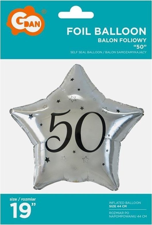 GoDan Balon foliowy 50-tka gwiazda srebrna