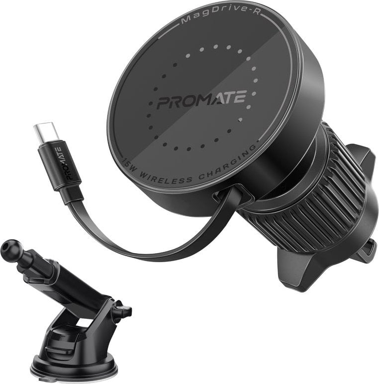 Promate MagDrive-R 2-in-1 MagSafe Wireless Car Charger 15W / USB-C