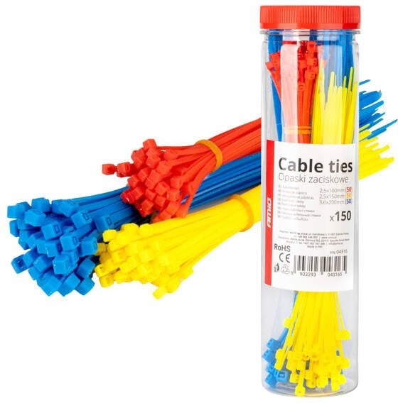 Opaski zaciskowe plastikowe wielokolorowe zestaw 150 szt. amio-04316
