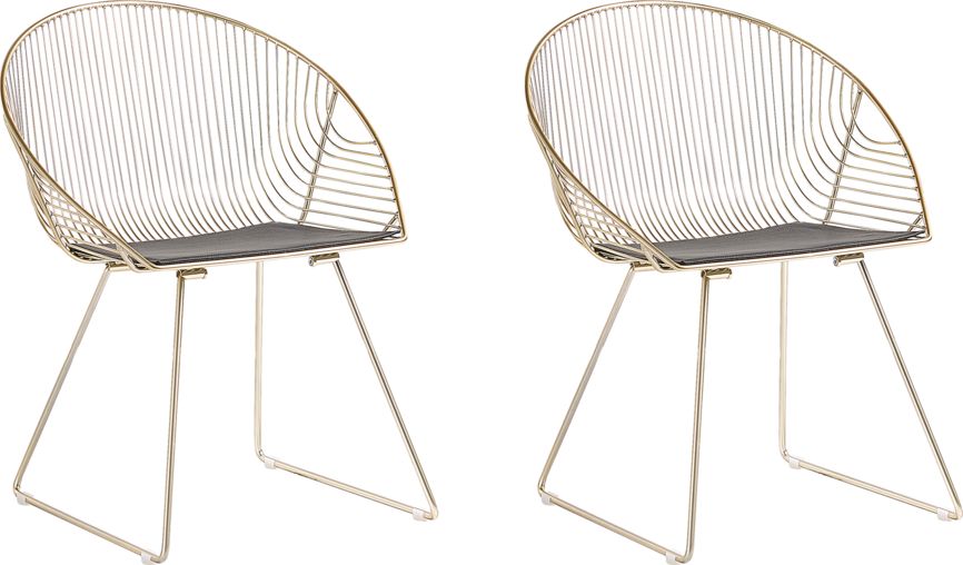 Beliani Zestaw 2 krzeseł do jadalni złoty AURORA