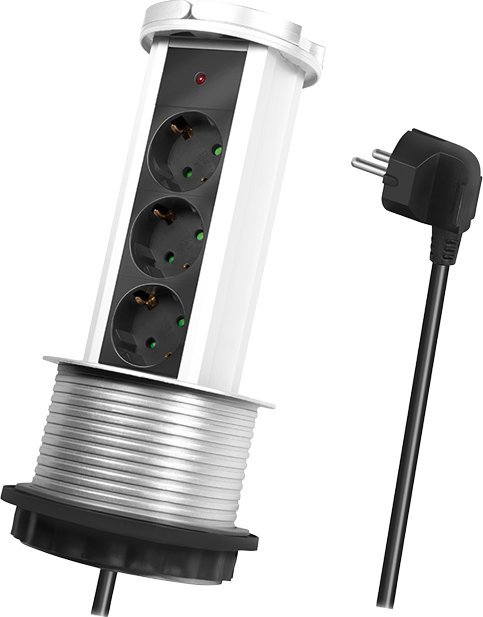 LogiLink Retractable table strip 3 sockets 1.8 M Logilink PL SCHUKOX3 / Ø 10cm LPS235A