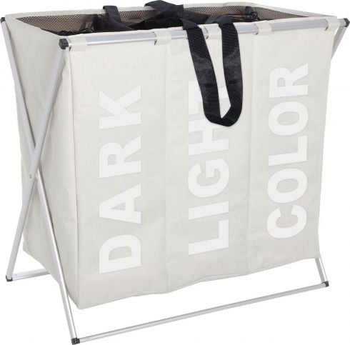 Kosz na pranie kosz na pranie Trio 130 litrów poliester/aluminium beżowy