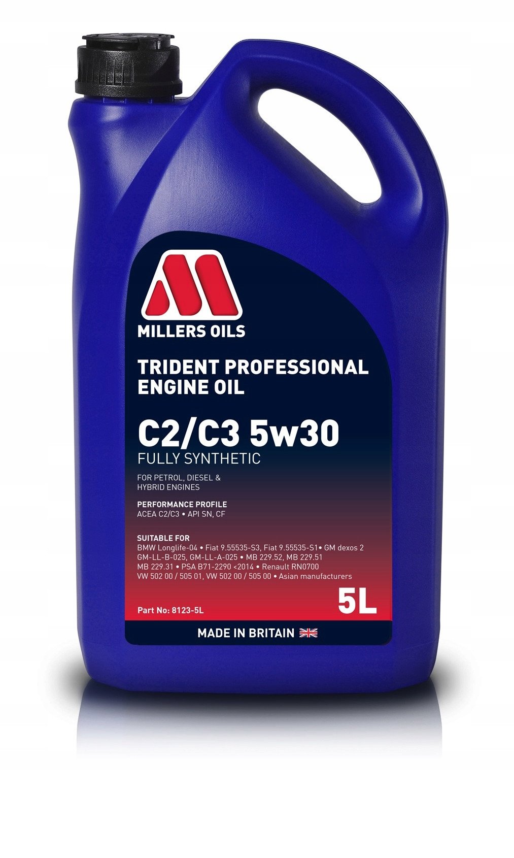 8123-5 MILLERS OILS TRIDENT LL C2 C3 5W30 5L