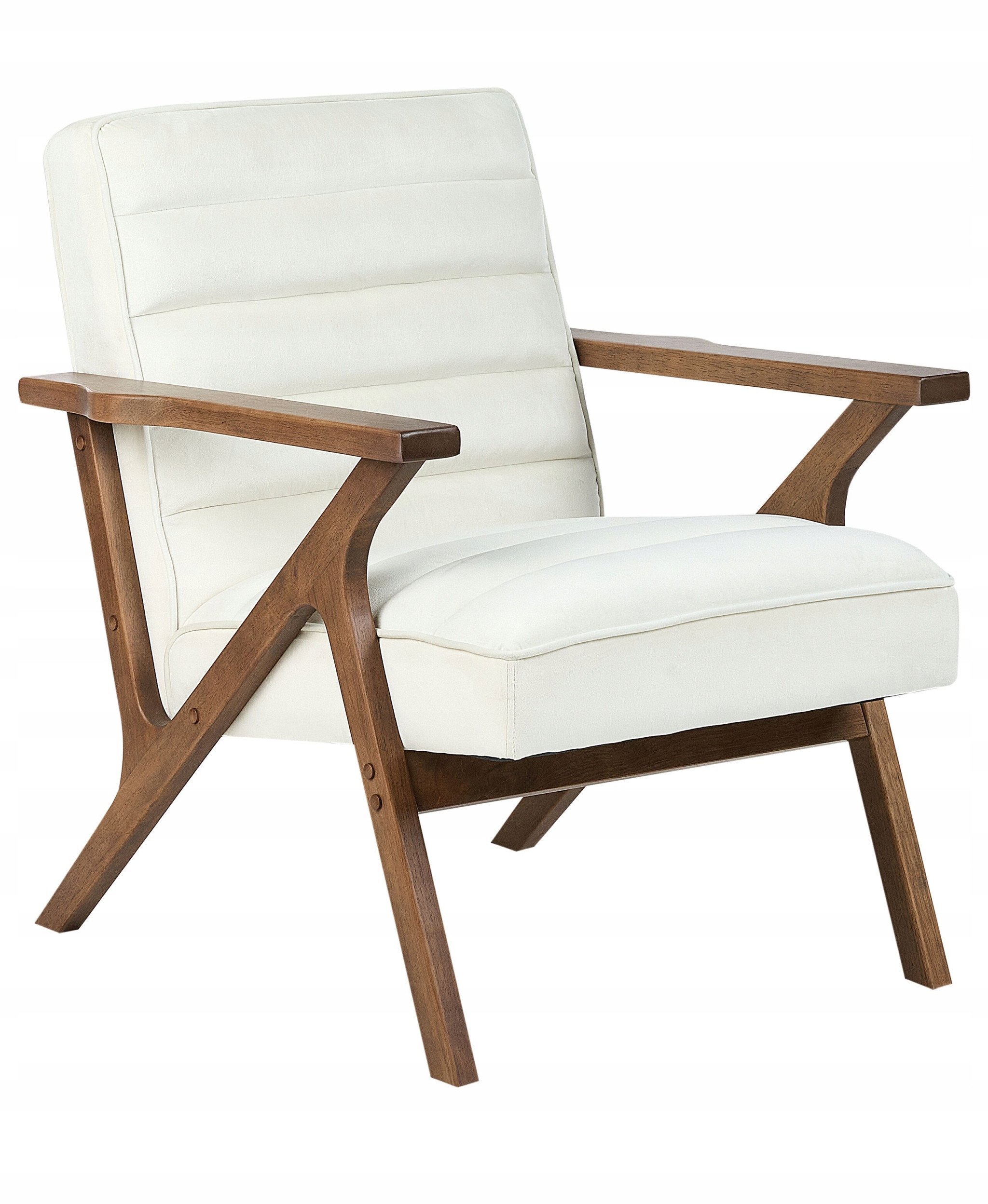 Beliani Fotel KISA Welur Złamana biel