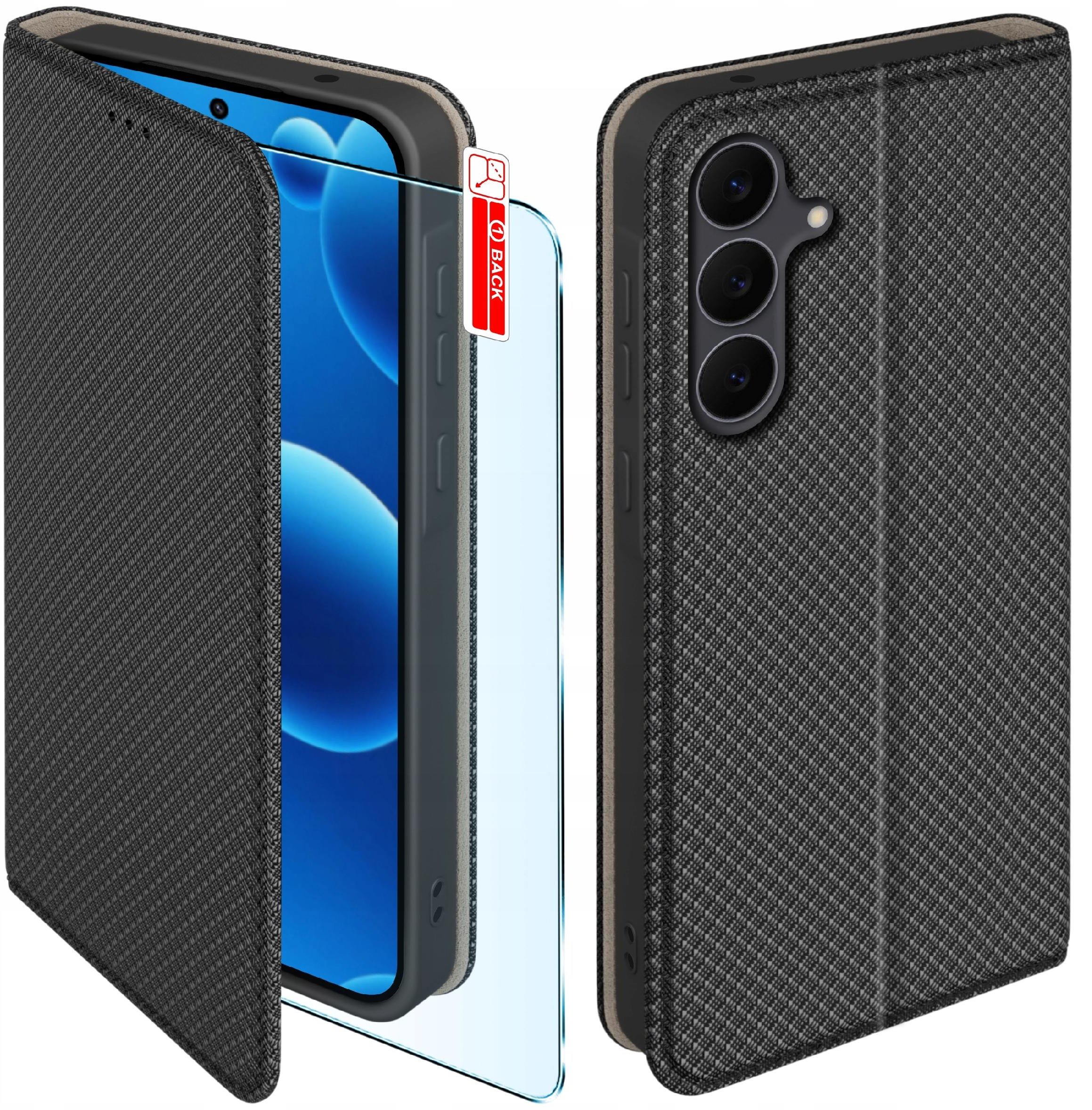 Etui MAGNET do Samsung S25 FE Zamykane Czarne Futerał + Szkło 9H