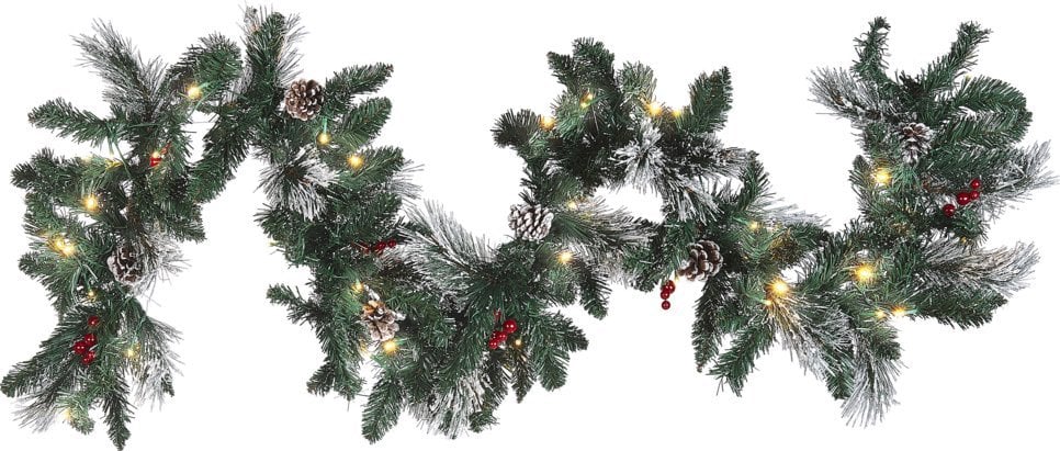 Beliani Ośnieżona świąteczna girlanda LED 180 cm zielona WAPTA!