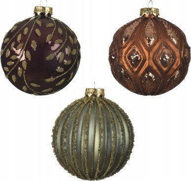 Kaemingk Bombka choinkowa ozdobna szklana brokat 10 cm