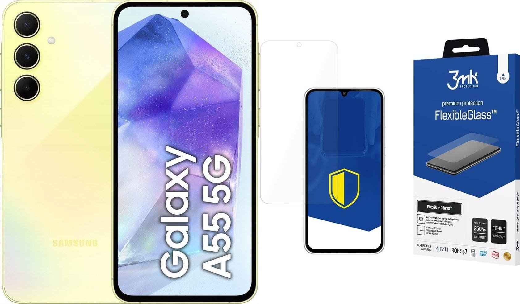 Smartfon Samsung Galaxy A55 5G 8/128GB Żółty - Awesome Lemon (SM-A556BZY) + FlexibleGlass