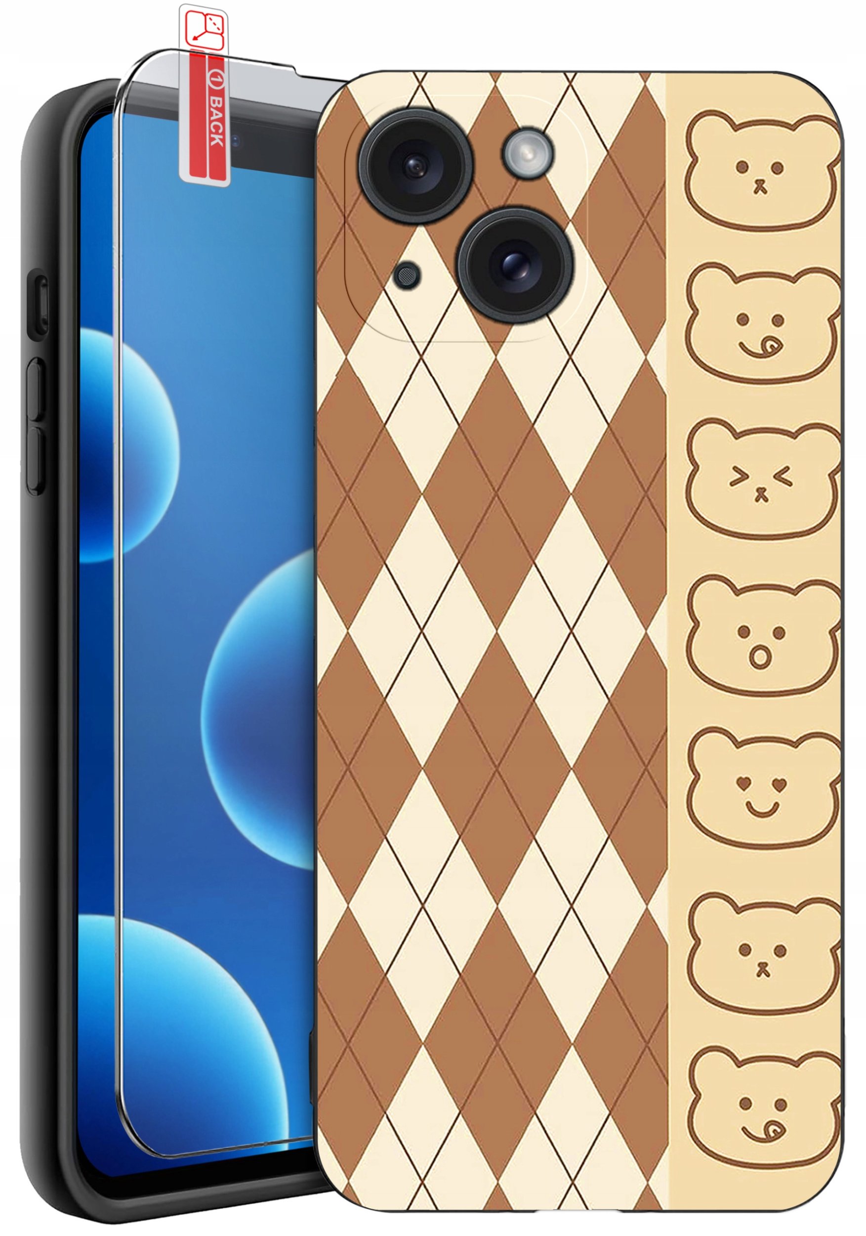 ETUI do iPhone 13 | 14 | WZORY | SILIKONOWE MATT CASE + SZKŁO 9H