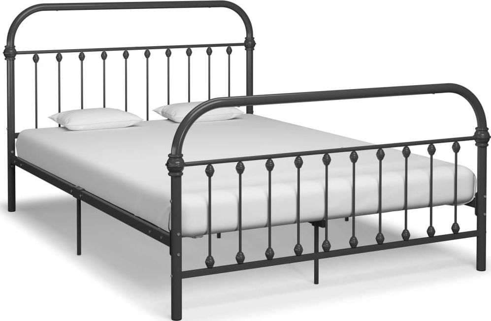 vidaXL Rama łóżka, szara, metalowa, 120 x 200 cm