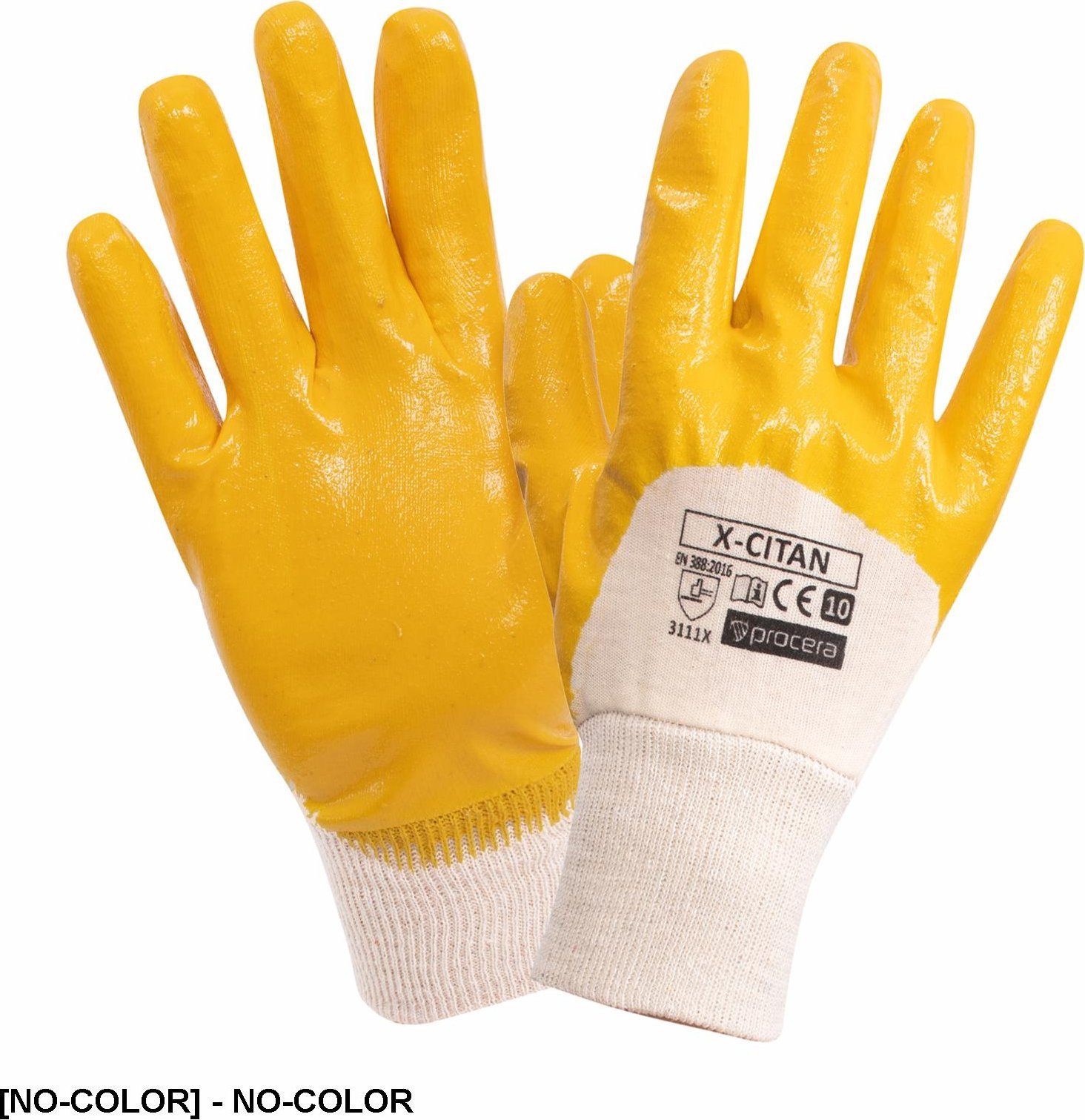 PROCERA X-CITAN - Rękawice ochronne z dzianiny bawełnianej powlekanej żółtym nitrylem - min. 12 par - rozm. 7