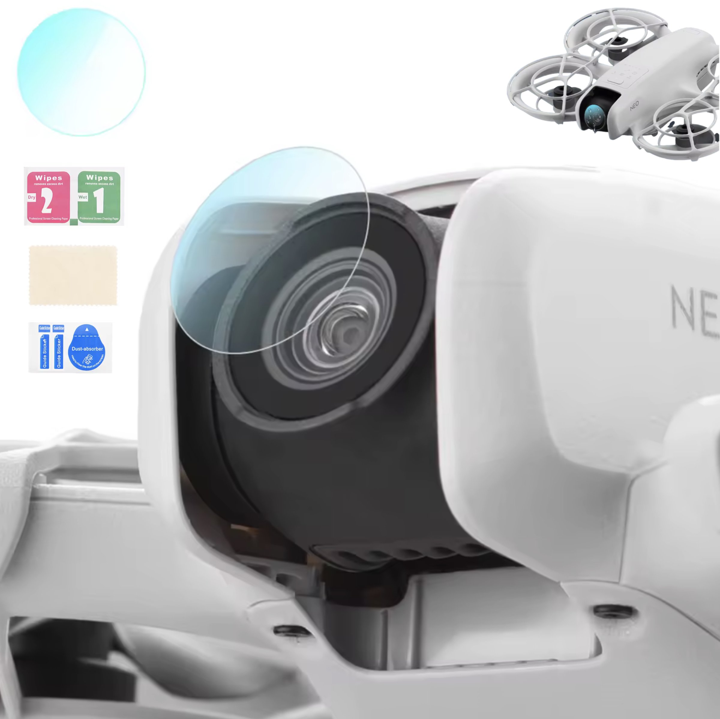 SZKŁO HARTOWANE OCHRONNE 9H NA OBIEKTYW GIMBALA DO DRONA DJI NEO - ZESTAW 1 SZT.