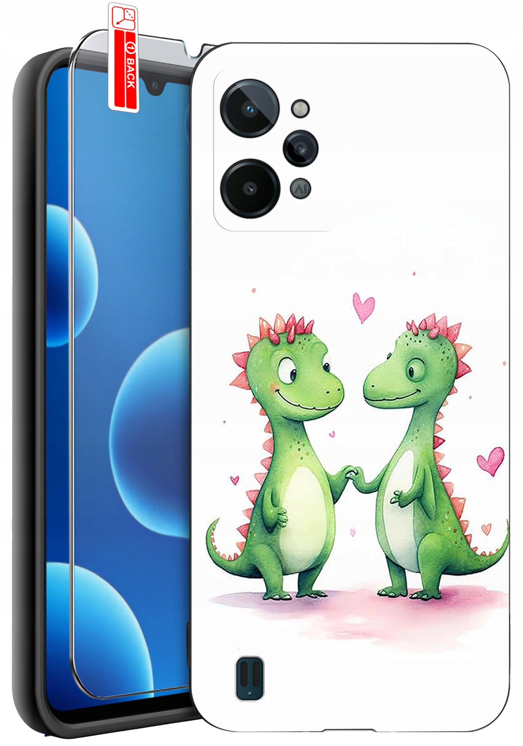 ETUI do Realme C31| WZORY | SILIKONOWE MATT CASE + SZKŁO 9H