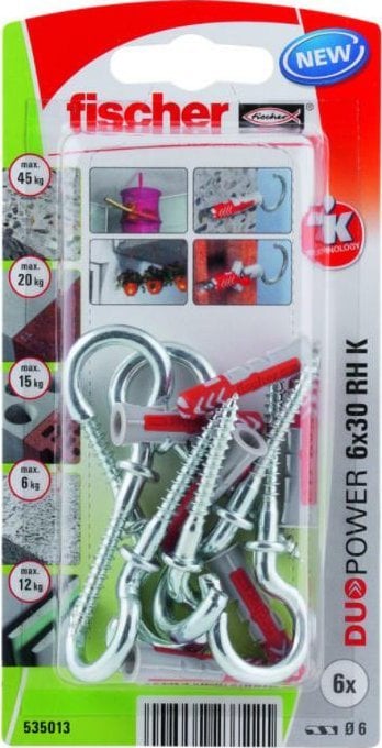 Fischer FISCHER KOŁEK DUOPOWER 6x30 Z HAKIEM OKRĄGŁYM /6szt.
