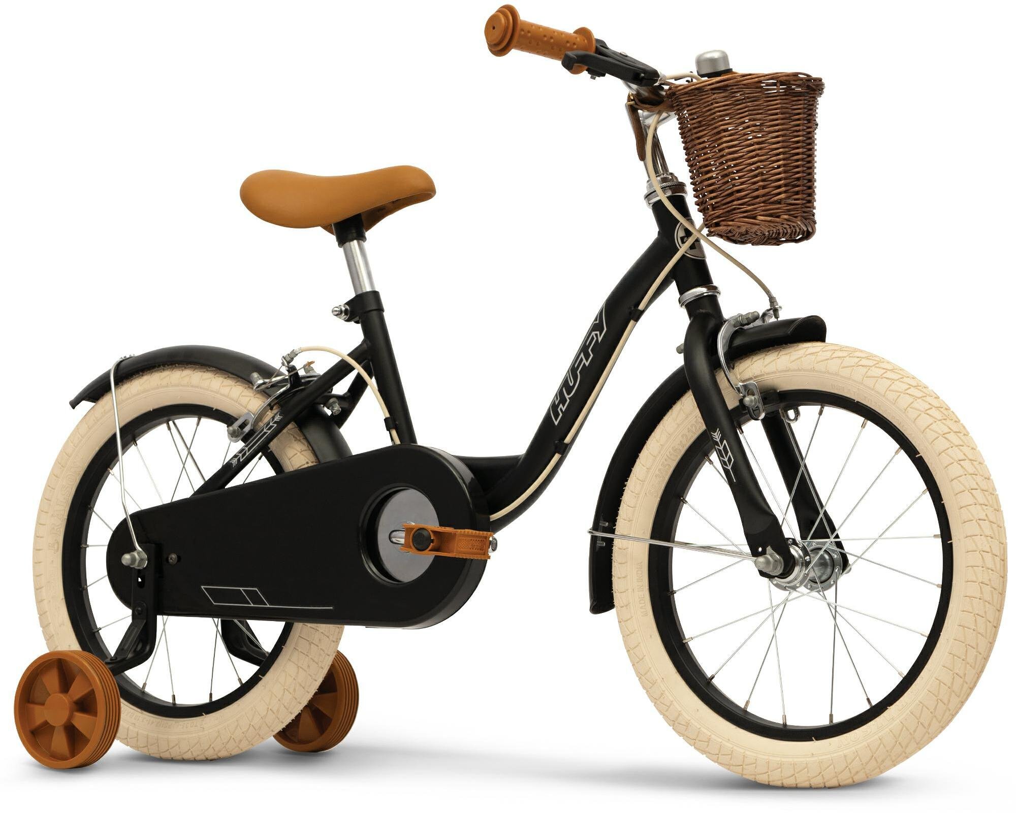 Rower dziecięcy Huffy Vintage 16" z koszykiem i kółkami bocznymi czarny