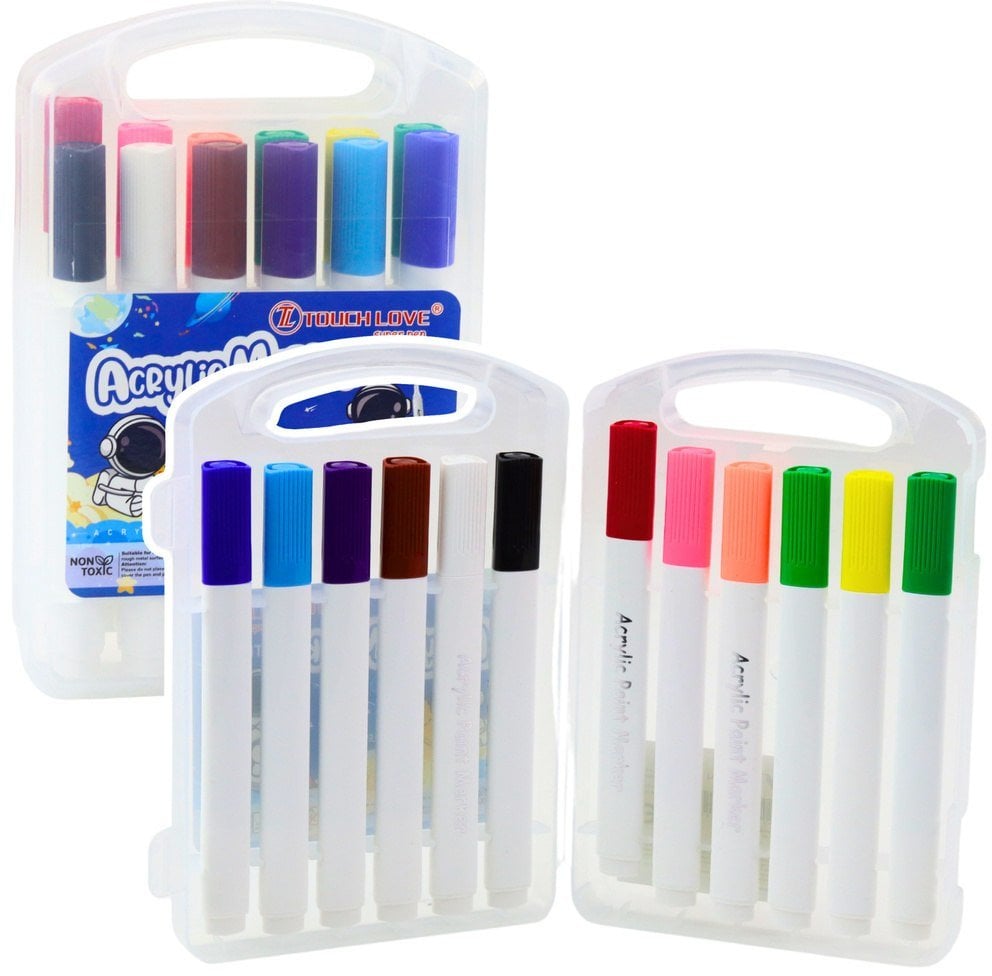 Zestaw Pisaków Markerów Akrelowych W Organizerze 12szt. LEAN