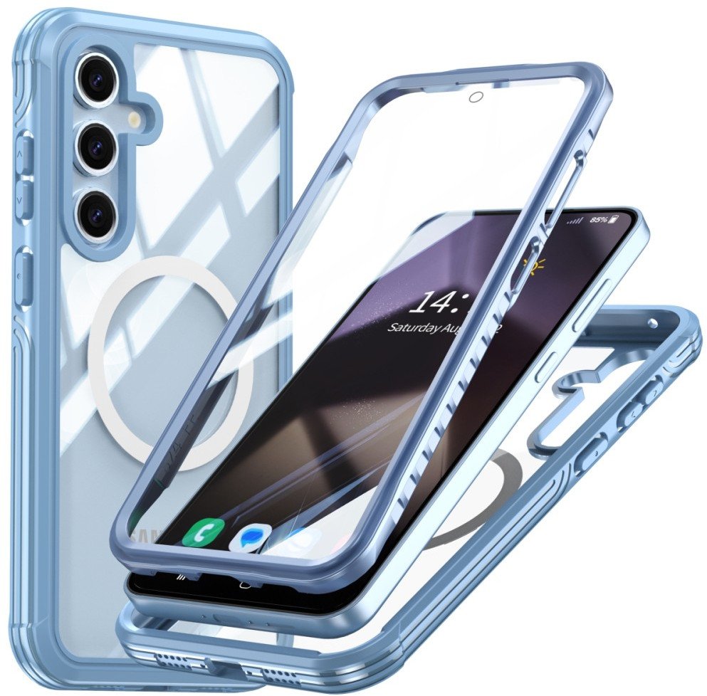 Etui pancerne 360 Magsafe Supero do Samsung Galaxy S25, przezroczysto-niebieskie