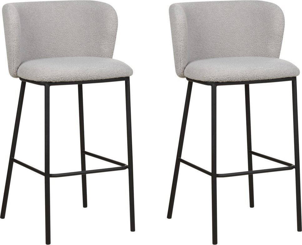 Beliani Zestaw 2 krzeseł barowych boucle szary MINA